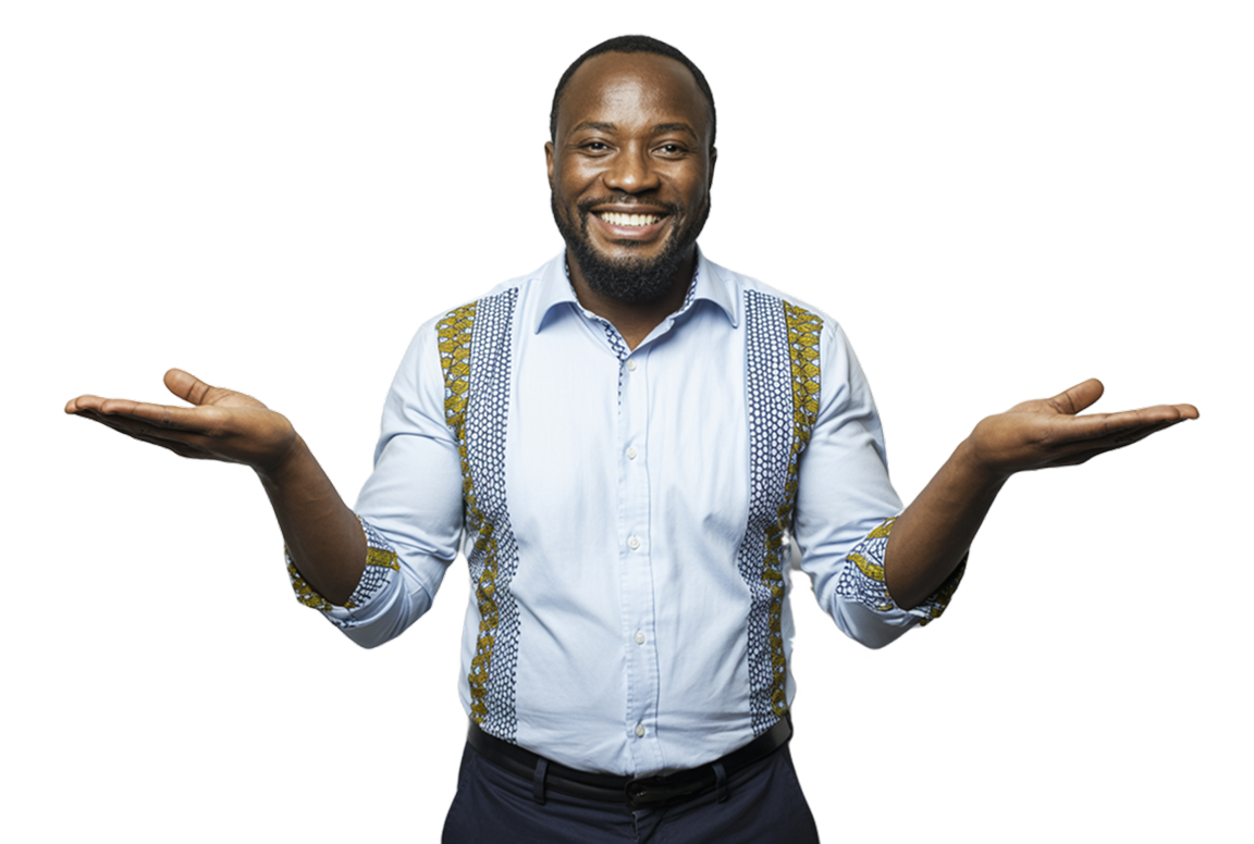 Smiling professional man with outstretched arms