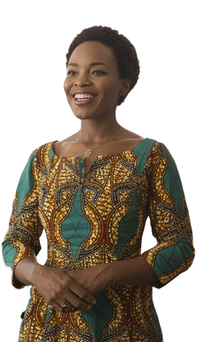 Smiling woman in traditional African dress